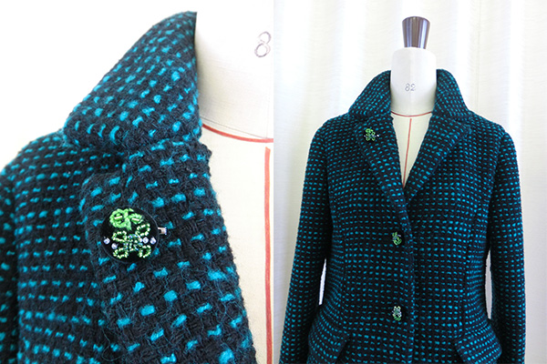 くるみ釦とブローチにビーズ刺繍で可愛く